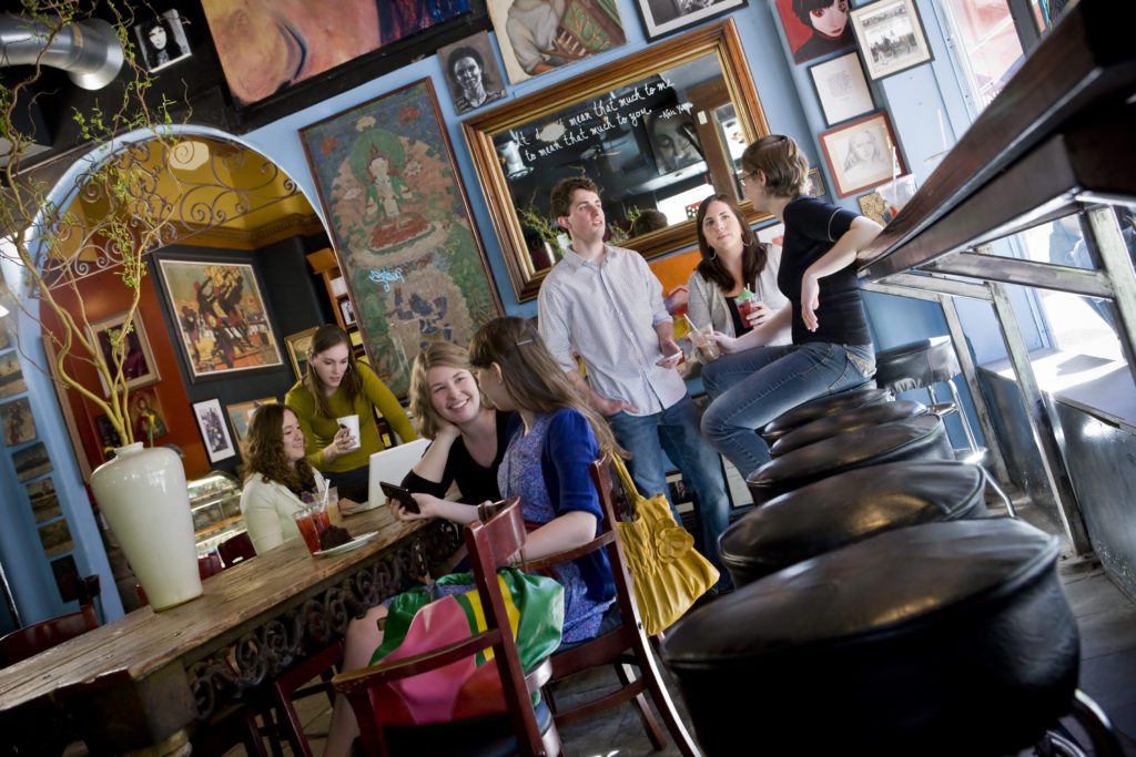 People networking in a coffee shop