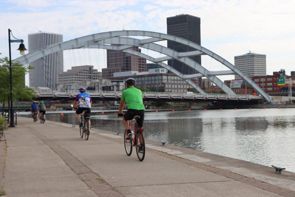 Bikers enjoying Cornhill Landing area