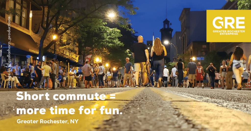 Short commute equals more time for fun in Greater Rochester, NY.