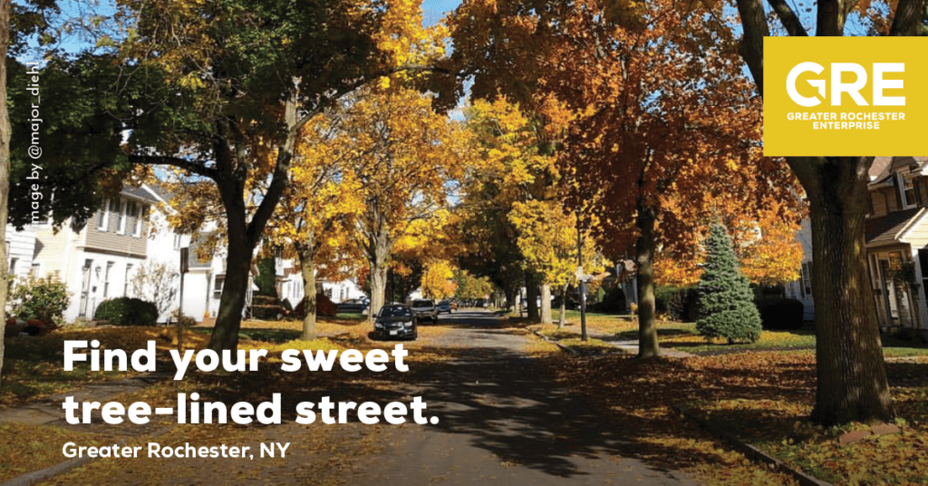 Find your sweet tree-lined street in Greater Rochester, NY.